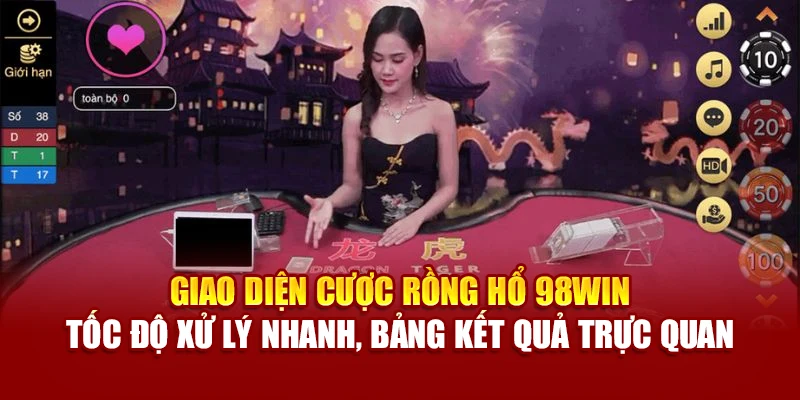Giao diện cược Rồng Hổ 98Win – tốc độ xử lý nhanh, bảng kết quả trực quan