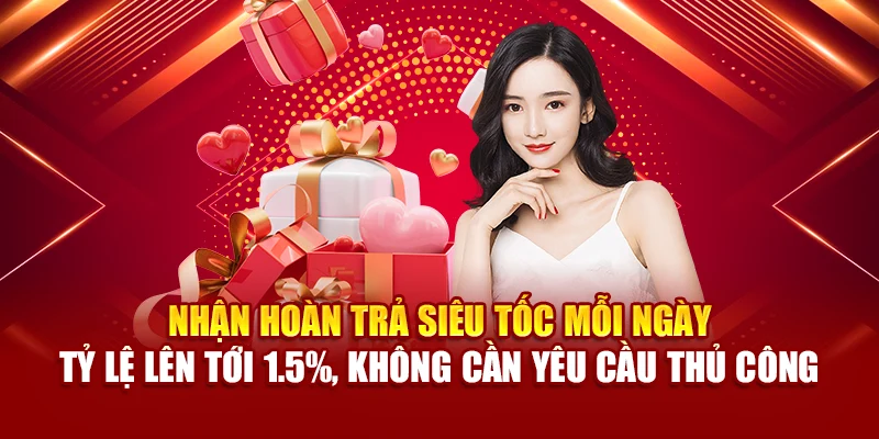 Nhận hoàn trả siêu tốc mỗi ngày – tỷ lệ lên tới 1.5%, không cần yêu cầu thủ công